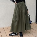 High waist pleated A-line skirt