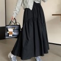 High waist pleated A-line skirt