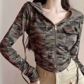 Camouflage hooded jacket top