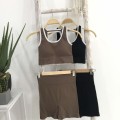 Slim Fit Sports Backless Vest + High Waist Shorts Set