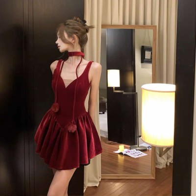 High quality velvet puffy dress