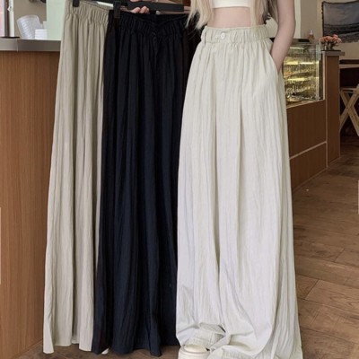 Textured pleated high waist trousers