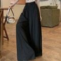 Textured pleated high waist trousers