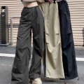 High waist drawstring long pants