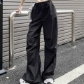 High waist drawstring long pants