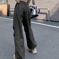 High waist drawstring long pants