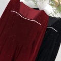 Velvet square neck diamond chain dress