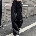 High waist drawstring long pants