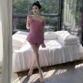 High-quality Chanel style diamond top + high waist shorts set