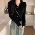 V-neck knitted jacket top