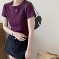 Simple straight shoulder round neck T-shirt