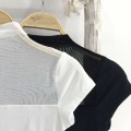 Half-high collar mesh short-sleeved top