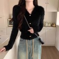 V-neck knitted jacket top