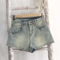 Retro light denim color shorts