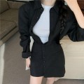 High quality polo collar waist shirt dress