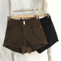 Brown high waist woolen shorts