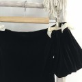 Off-shoulder bow velvet long skirt