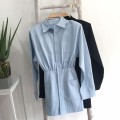 High quality polo collar waist shirt dress