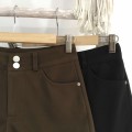 Brown high waist woolen shorts