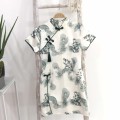 Ink forest design long top + shorts modified cheongsam suit