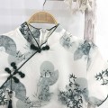 Ink forest design long top + shorts modified cheongsam suit