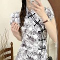 Fashion long top + shorts cheongsam suit