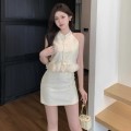 Chinese style cheongsam top + high waist skirt set