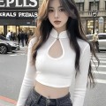 Buttoned hollow crop top