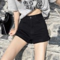 Black high waist denim shorts