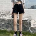 Black high waist denim shorts