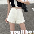 White high waist denim shorts