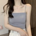 冰丝抹胸褶皱背心