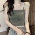 冰丝抹胸褶皱背心