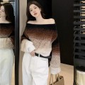 扎染仿貂绒毛针织上衣
