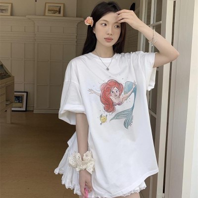 美人鱼卡通印花T恤
