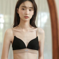 Black ribbed underwire bra