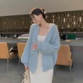 Loose shiny silk knitted jacket