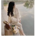 Loose shiny silk knitted jacket