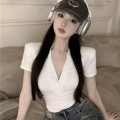 修身V领正肩上衣