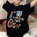 Cartoon print loose T-shirt