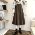 High waist woolen A-line skirt
