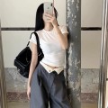 纯色正肩修身T恤