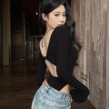 美式露背扭结连体衣