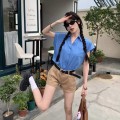 韩版翻领卷边衬衫