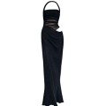 Sexy halter neck mesh patchwork dress