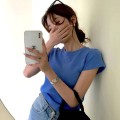 Simple round neck solid color T-shirt