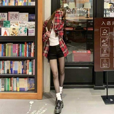 Oversize休闲红色格子衬衫