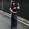 美式露脐苹果印花上衣