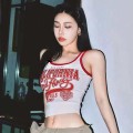 美式撞色字母背心