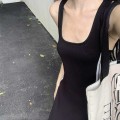 韩系休闲收腰A字连身裙